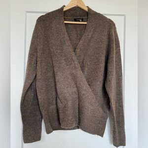 1. STATE Wrap Sweater Size L | Soft Brown Cozy Knit Pullover